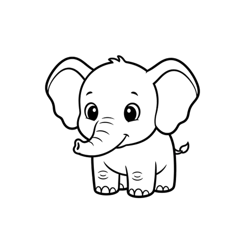 Baby Elephant free baby animals coloring page line art