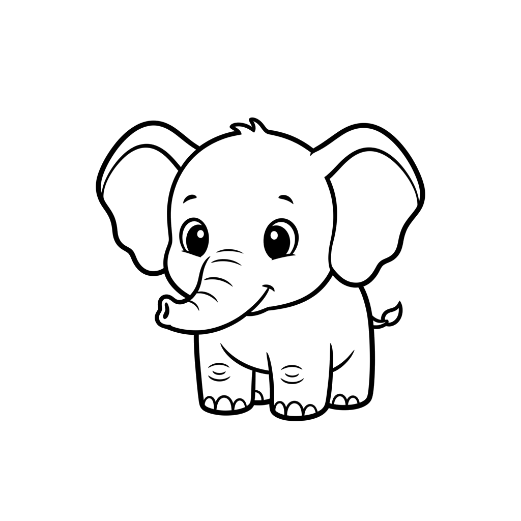 Baby Elephant free baby animals coloring page line art