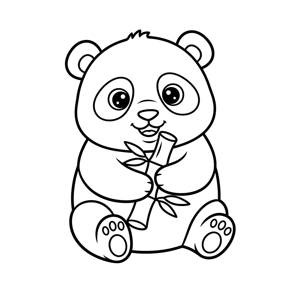 Baby Panda free baby animals coloring page line art