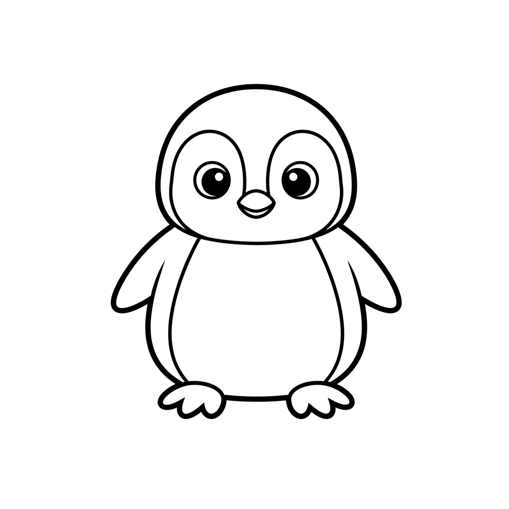 Baby Penguin free baby animals coloring page line art