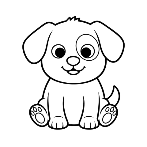 Puppy free baby animals coloring page line art