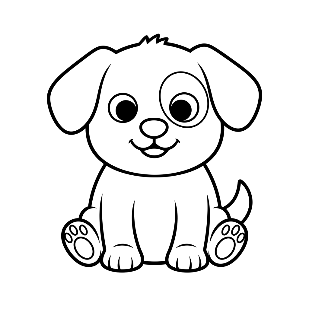 Puppy free baby animals coloring page line art