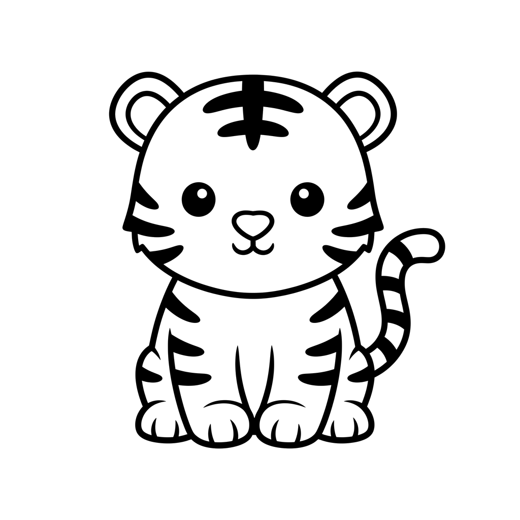 Tiger Cub free big cats coloring page line art