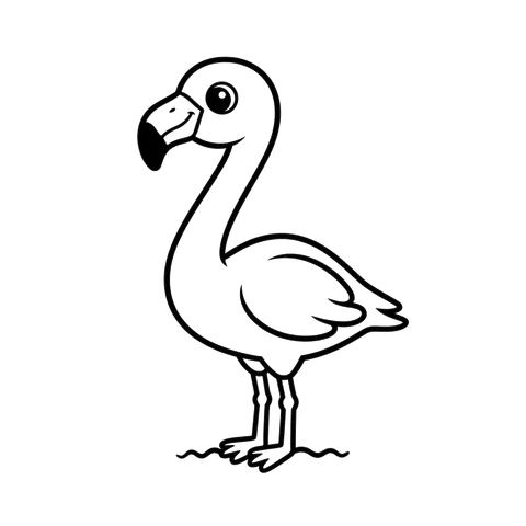 Flamingo free birds coloring page line art