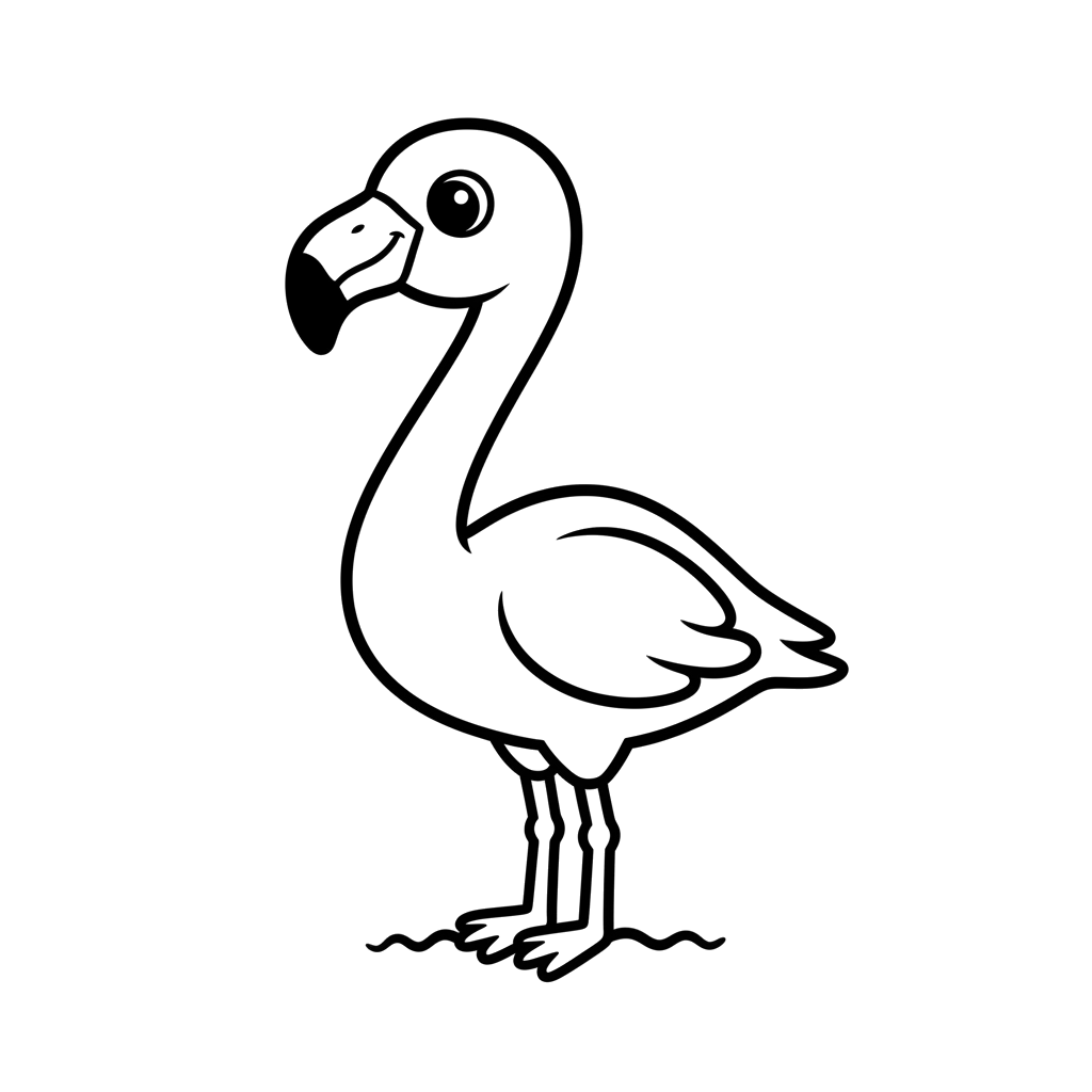 Flamingo free birds coloring page line art