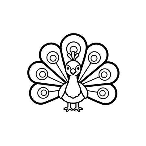 Peacock free birds coloring page line art