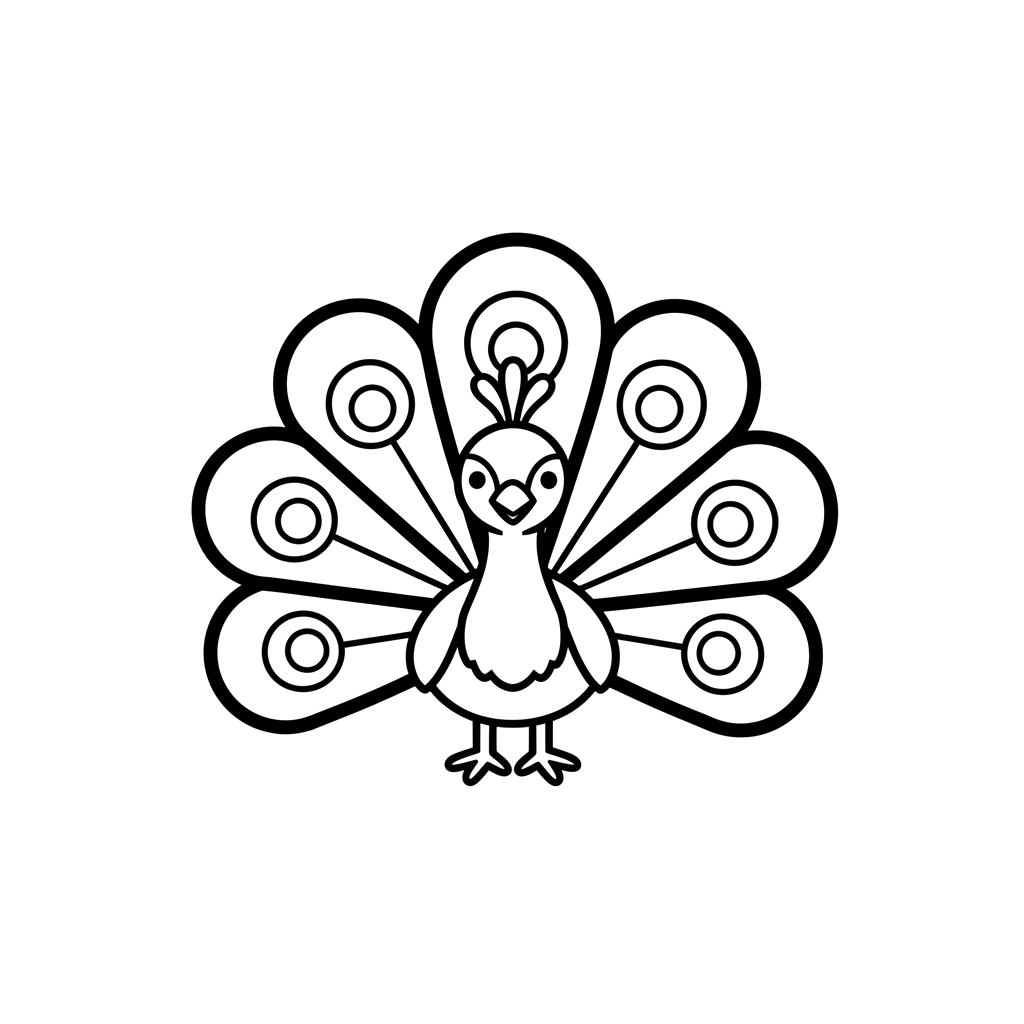 Peacock free birds coloring page line art