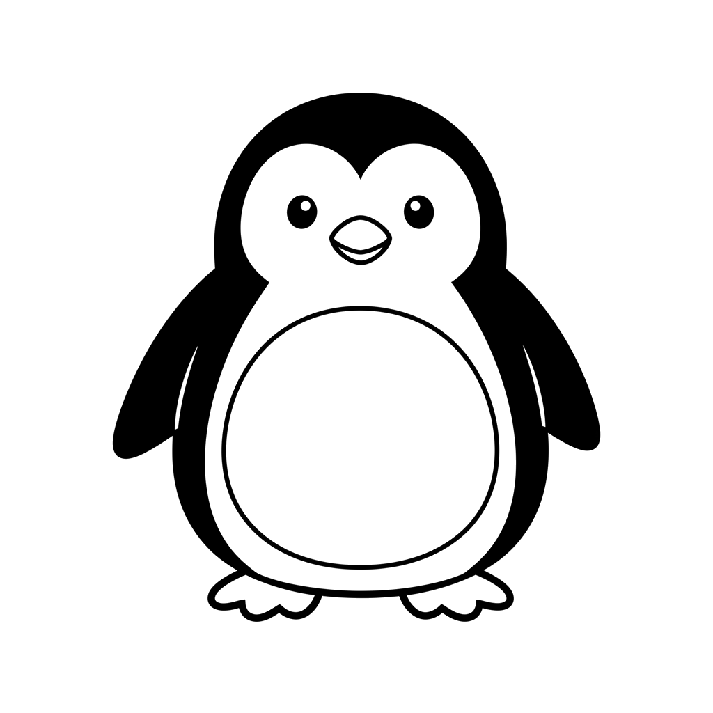 Penguin free birds coloring page line art