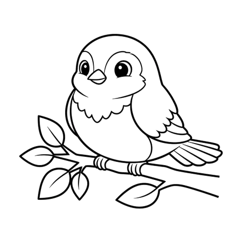 Robin free birds coloring page line art