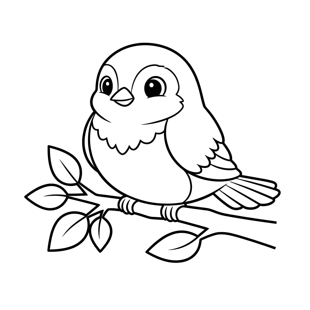 Robin free birds coloring page line art