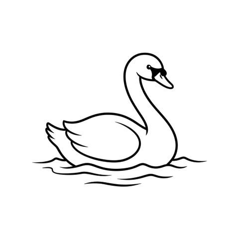 Swan free birds coloring page line art