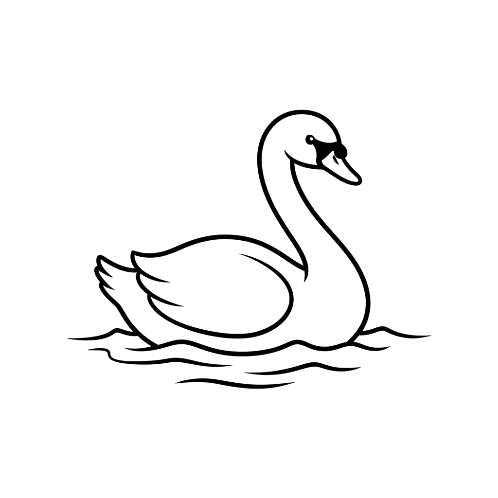 Swan free birds coloring page line art