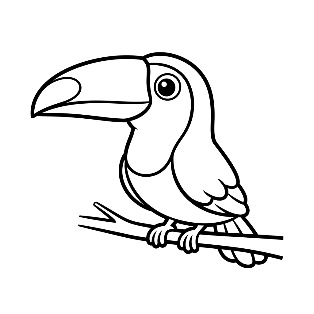 Toucan free birds coloring page line art