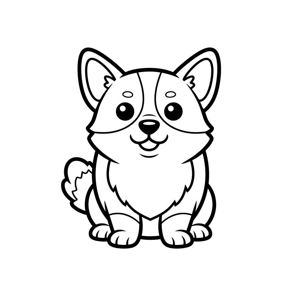 Corgi free dogs coloring page line art