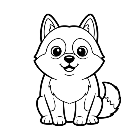 Husky free dogs coloring page line art
