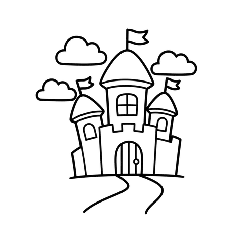 Castle free fantasy coloring page line art
