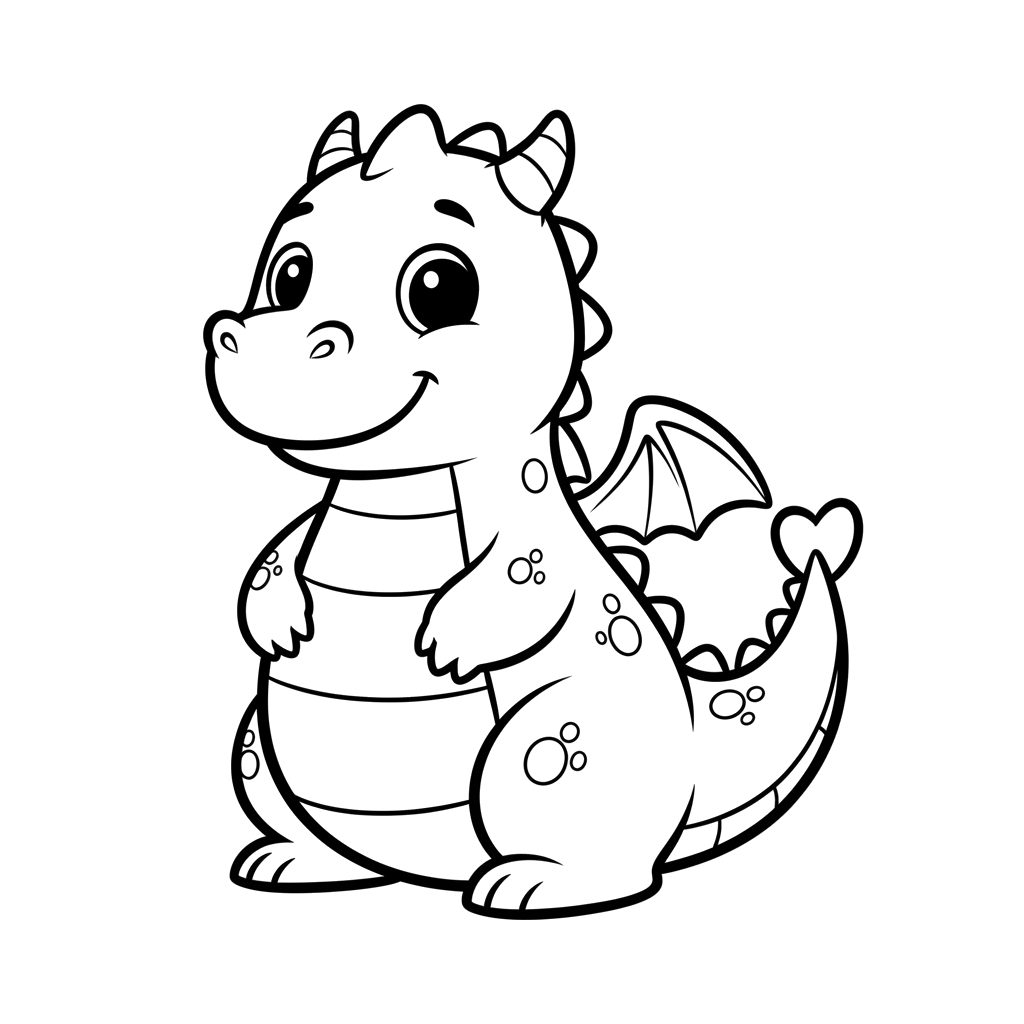 Dragon free fantasy coloring page line art