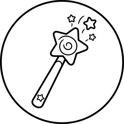 Magic Wand free fantasy coloring page line art