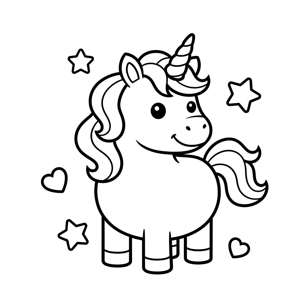Unicorn free fantasy coloring page line art