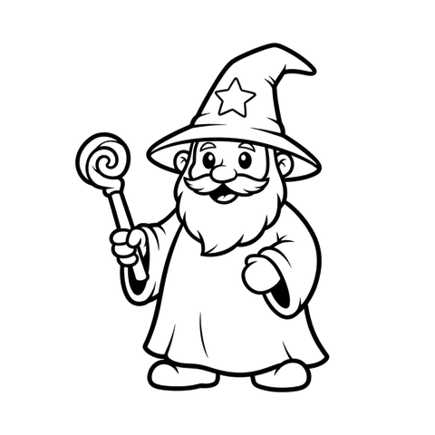 Wizard free fantasy coloring page line art