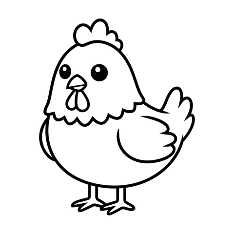 Chicken free farm coloring page line art