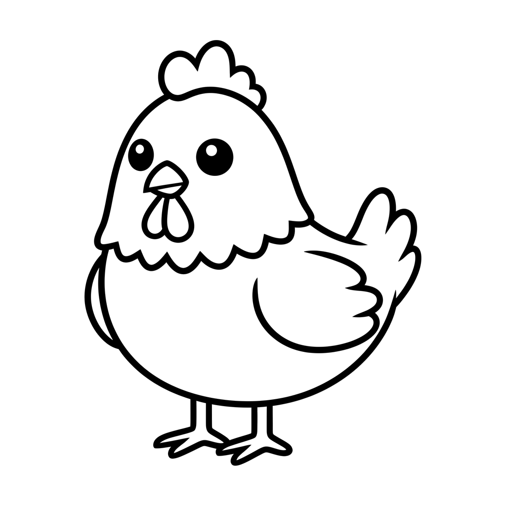 Chicken free farm coloring page line art