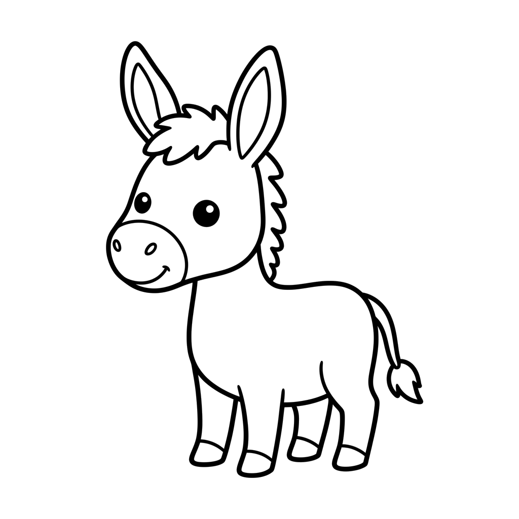 Donkey free farm coloring page line art