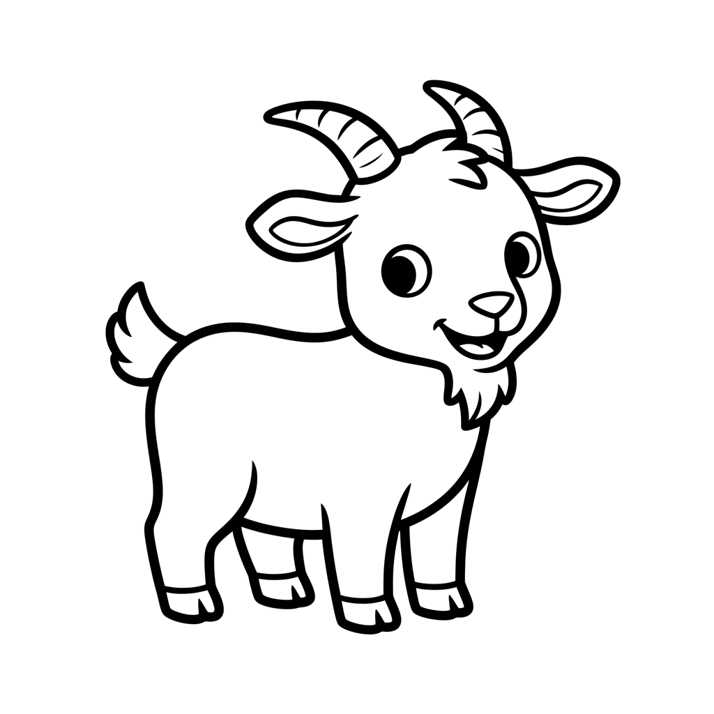 Goat free farm coloring page line art