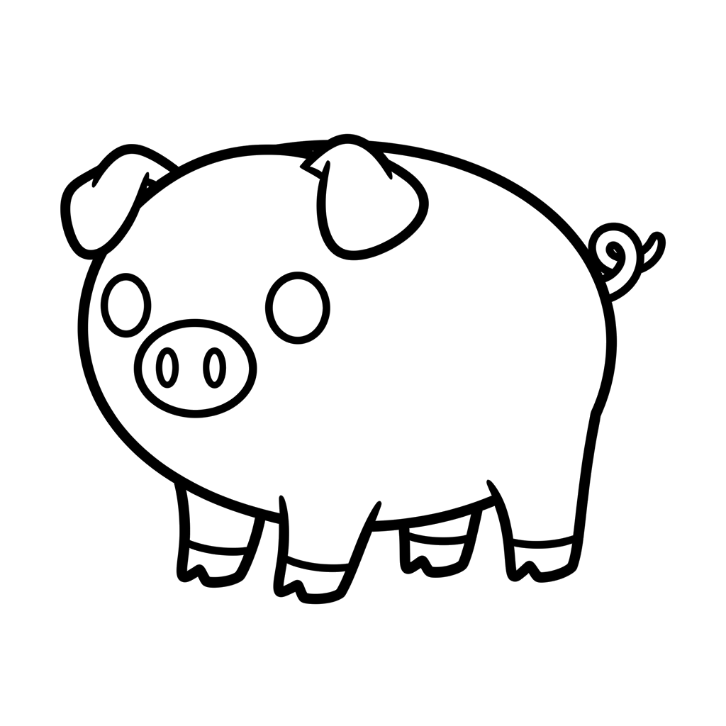 Pig free farm coloring page line art