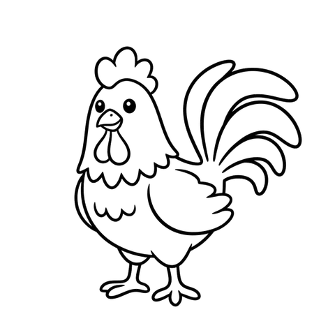 Rooster free farm coloring page line art