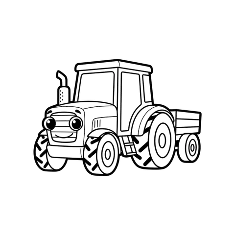 Tractor free farm coloring page line art