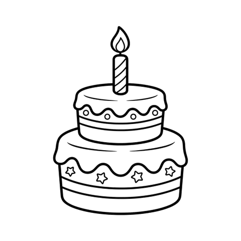 Birthday Cake free food & treats coloring page line art