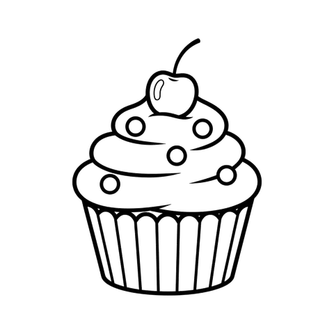 Cupcake free food & treats coloring page line art