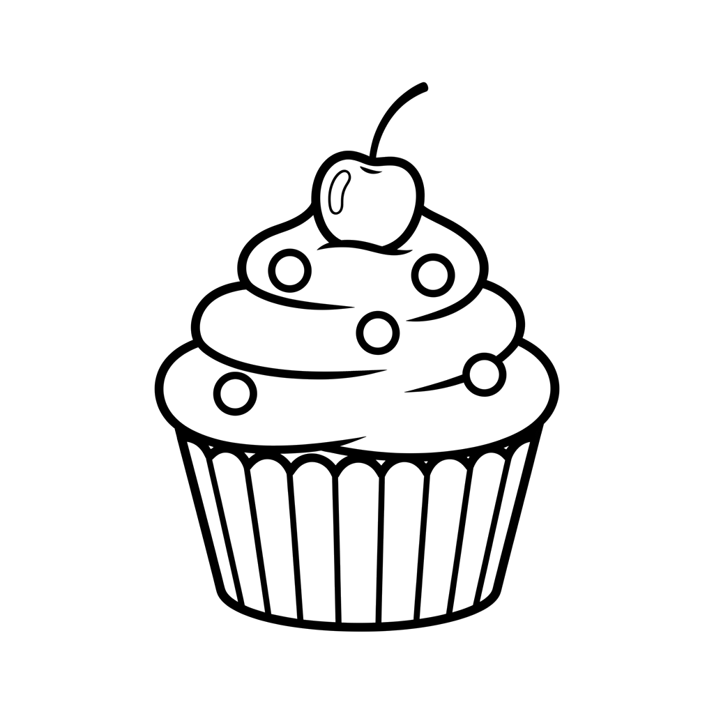 Cupcake free food & treats coloring page line art