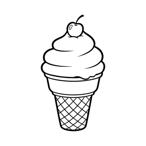 Ice Cream Cone free food & treats coloring page line art
