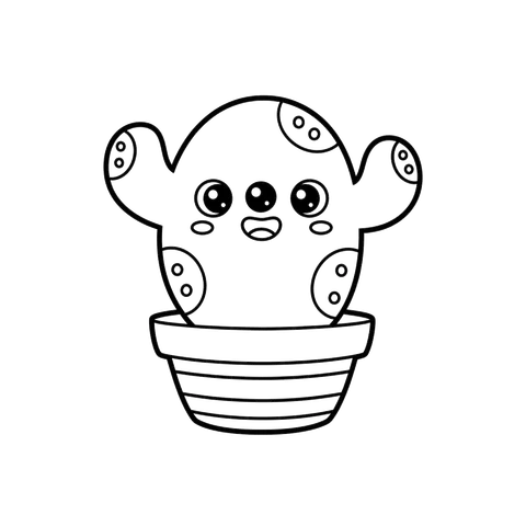 Cactus free flowers & nature coloring page line art