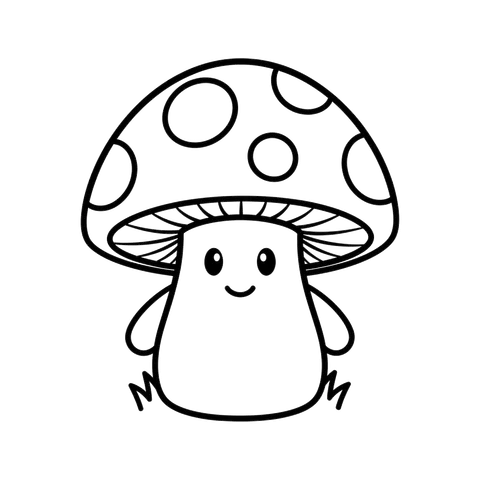Mushroom free flowers & nature coloring page line art