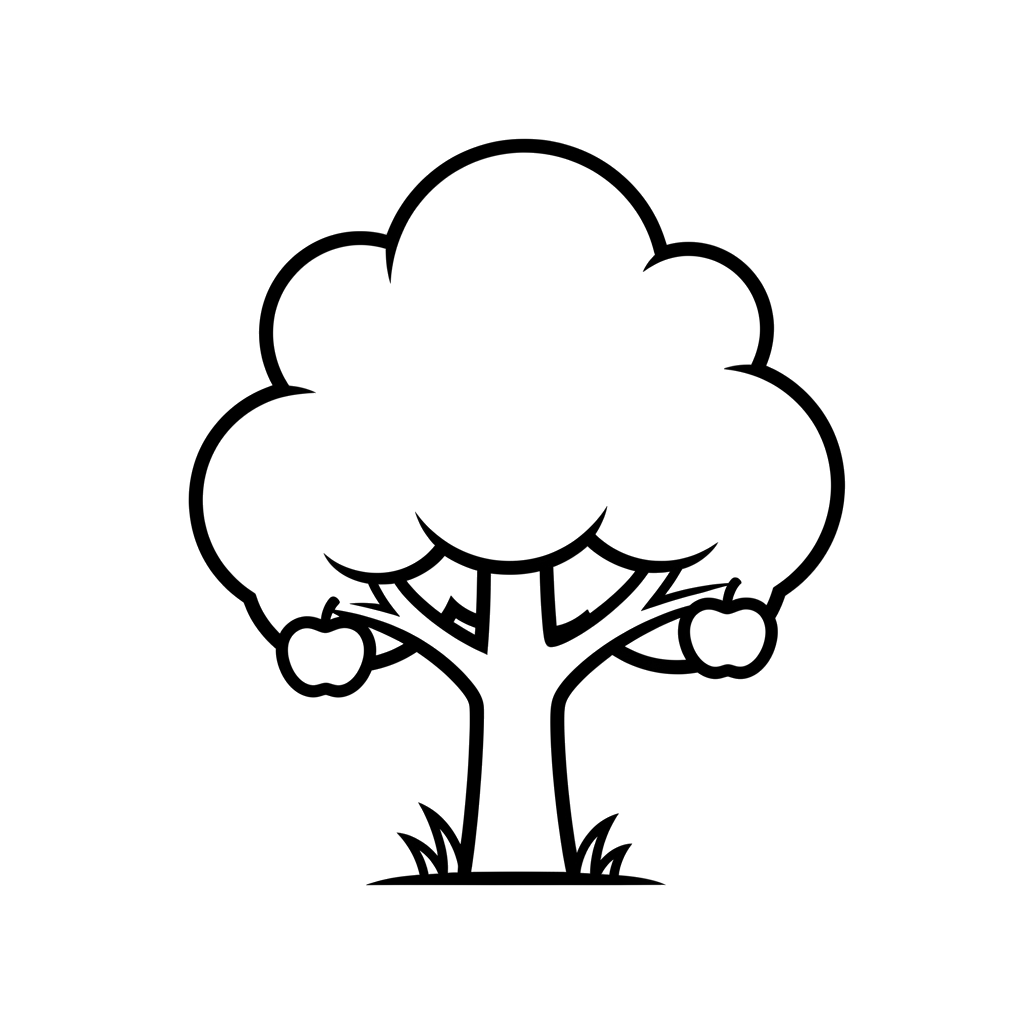 Tree free flowers & nature coloring page line art