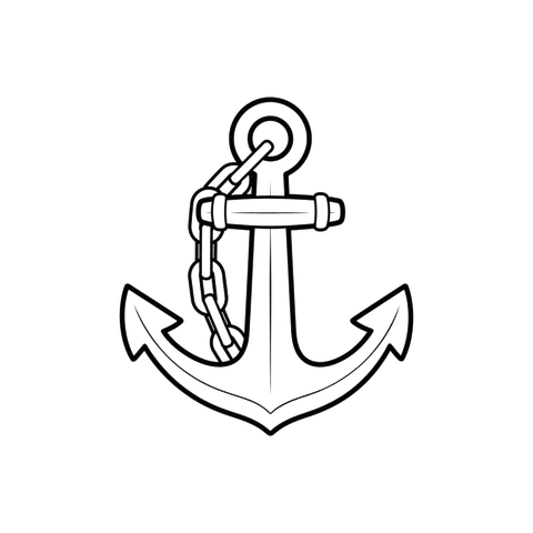 Anchor free under the sea coloring page line art