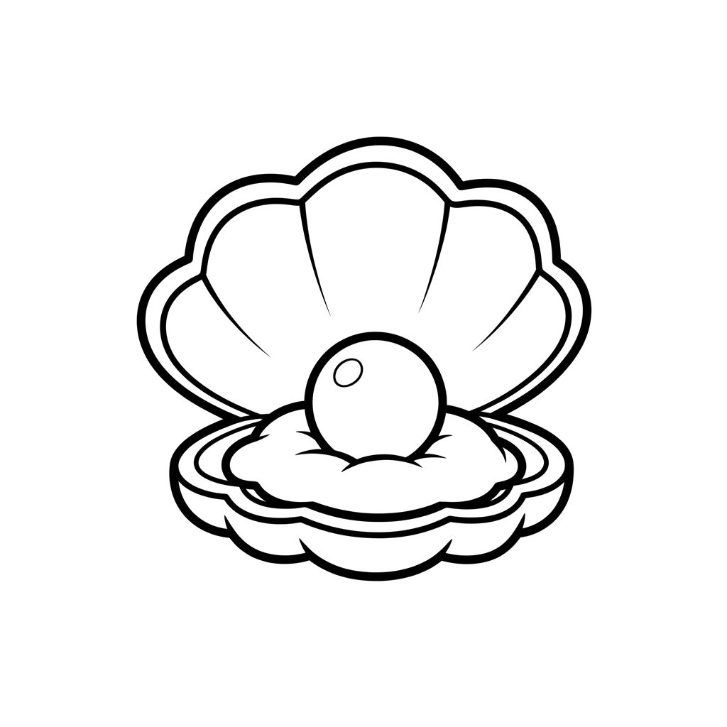 Pearl In Oyster free under the sea coloring page line art