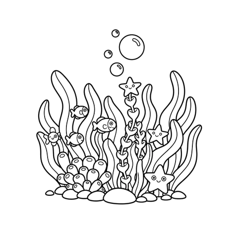 Seaweed Garden free under the sea coloring page line art