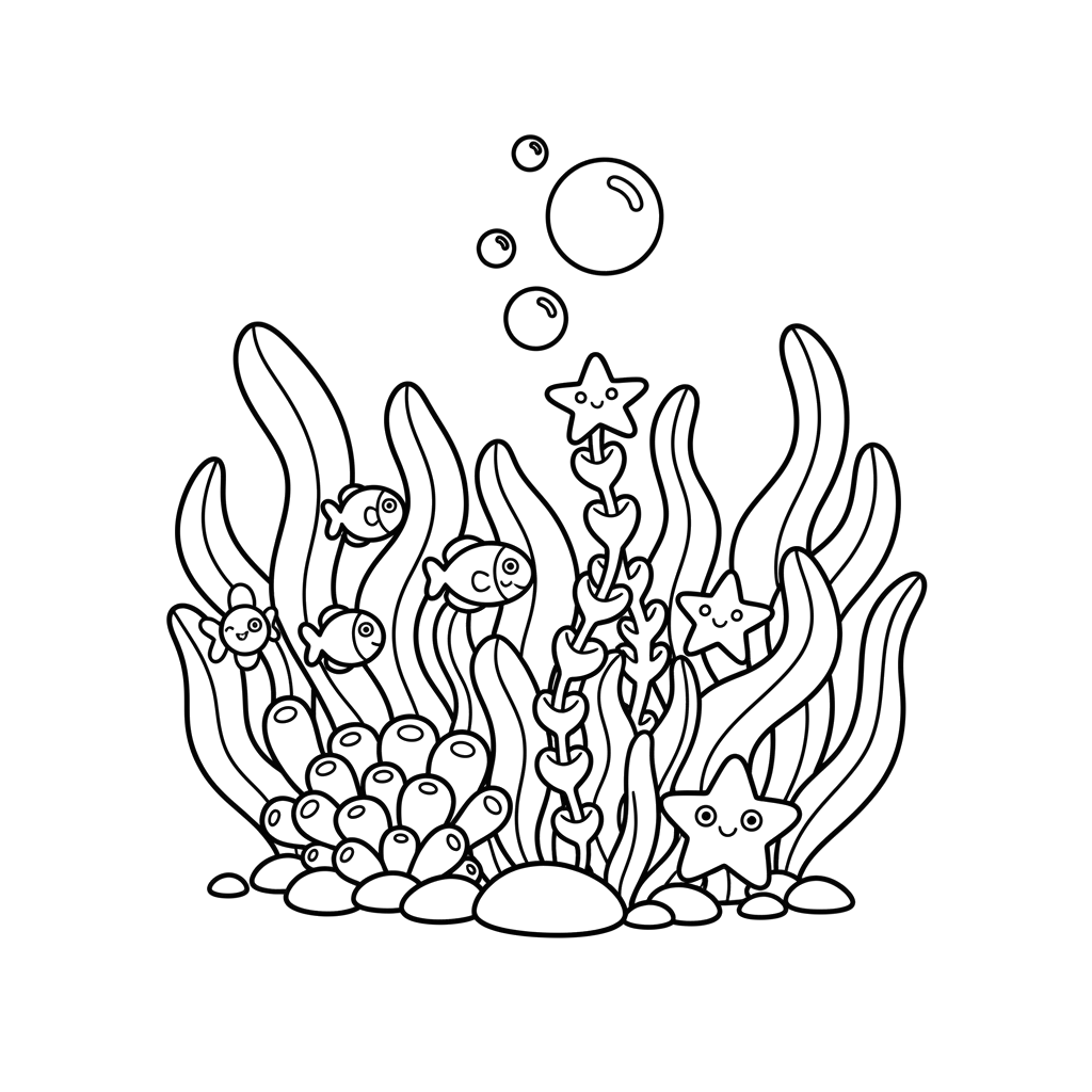 Seaweed Garden free under the sea coloring page line art