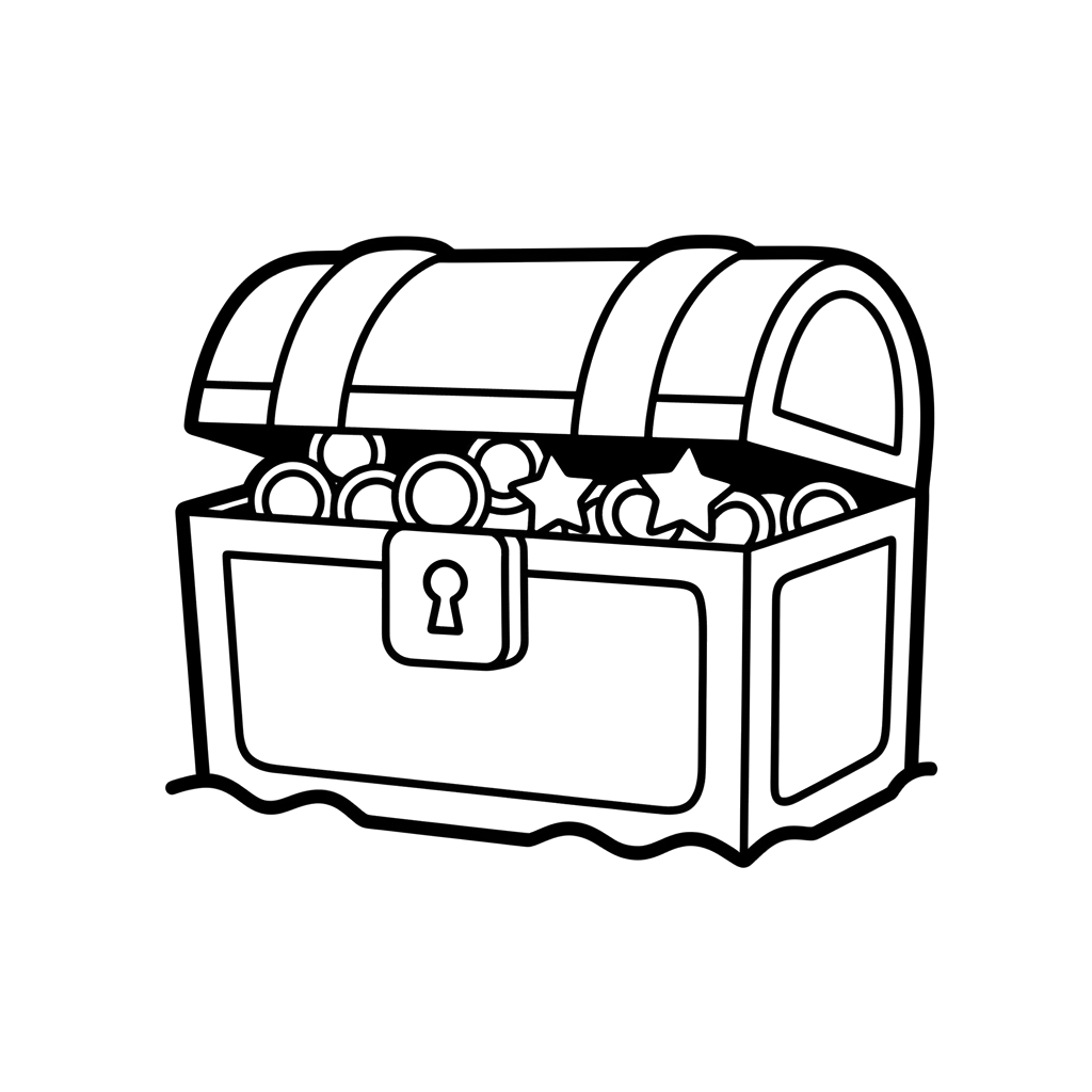 Treasure Chest free under the sea coloring page line art