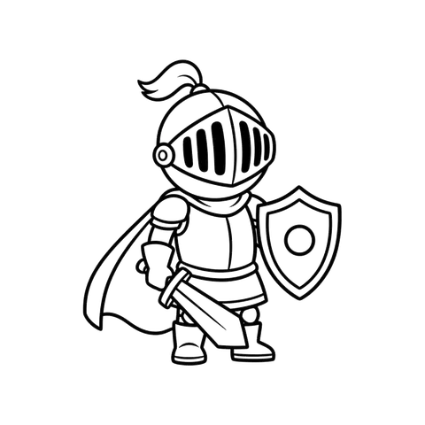 Knight free princesses & castles coloring page line art