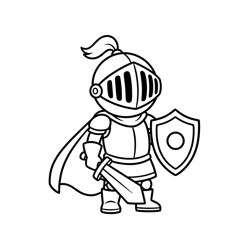 Knight free princesses & castles coloring page line art