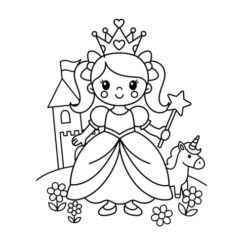 Princess free princesses & castles coloring page line art