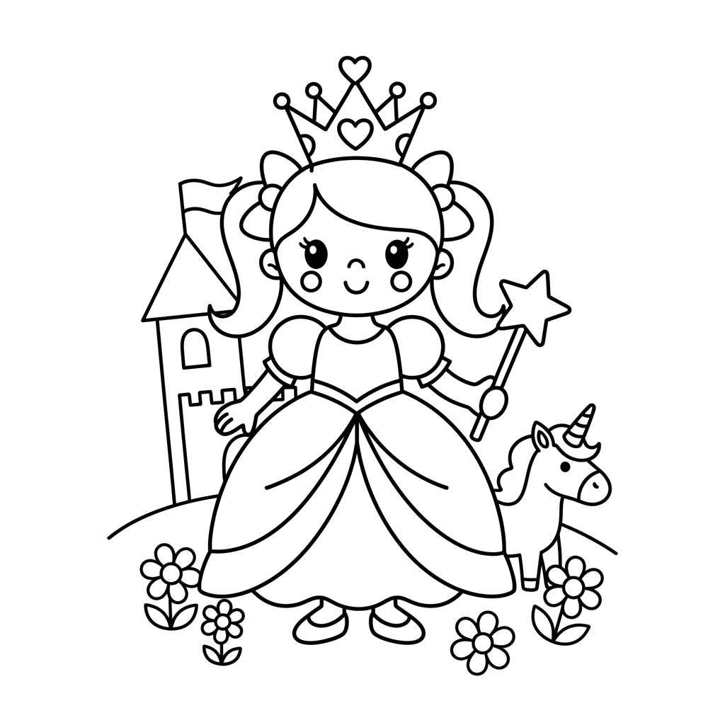 Princess free princesses & castles coloring page line art