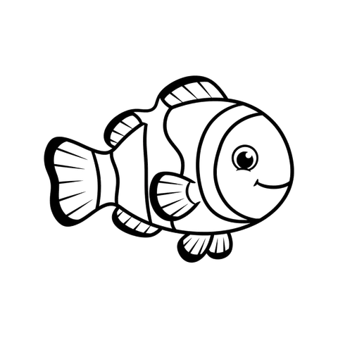Clownfish free sea creatures coloring page line art