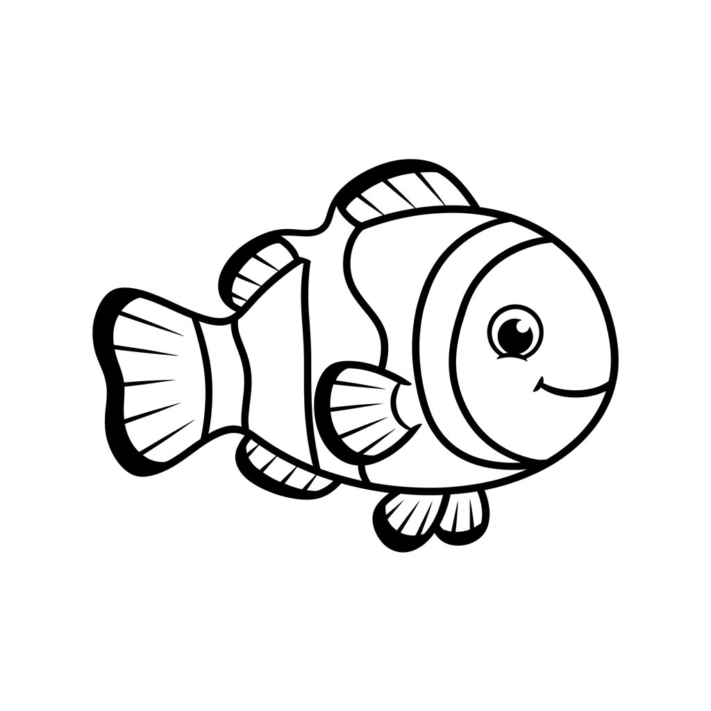 Clownfish free sea creatures coloring page line art