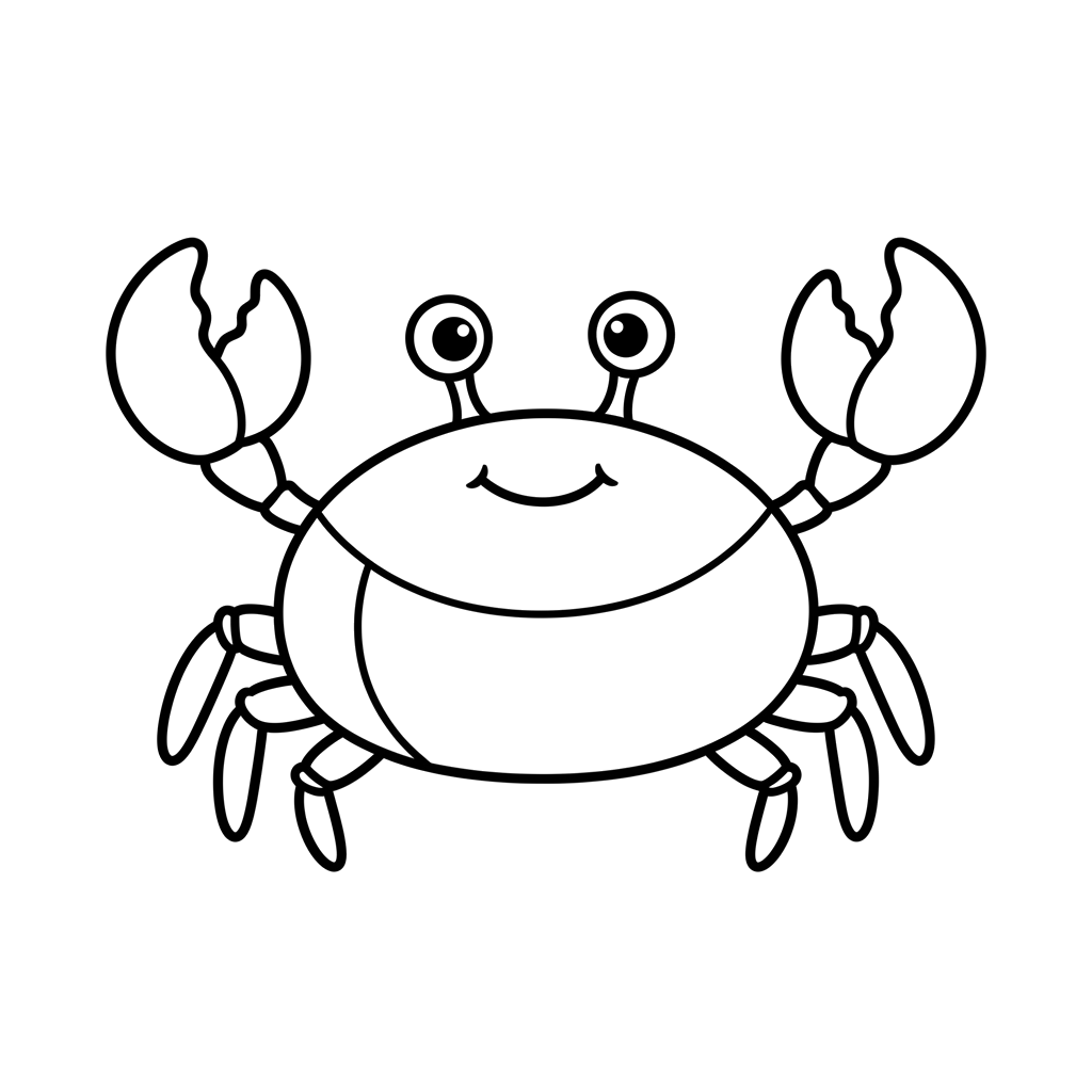 Crab free sea creatures coloring page line art